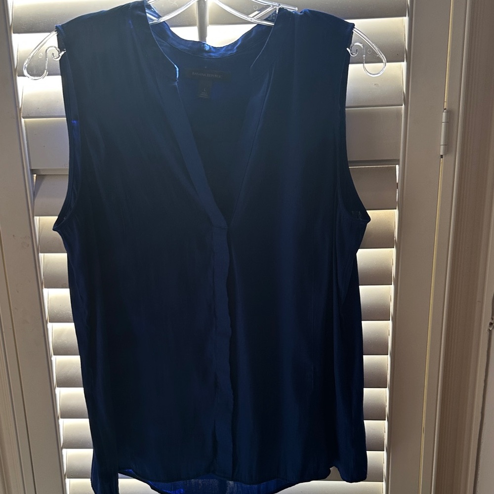 Banana Republic Deep Blue V-Neck Blouse